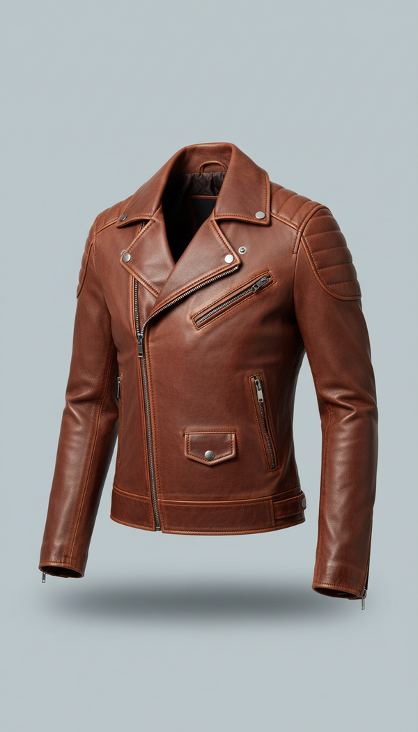 Chestnut Leather Biker Jacket