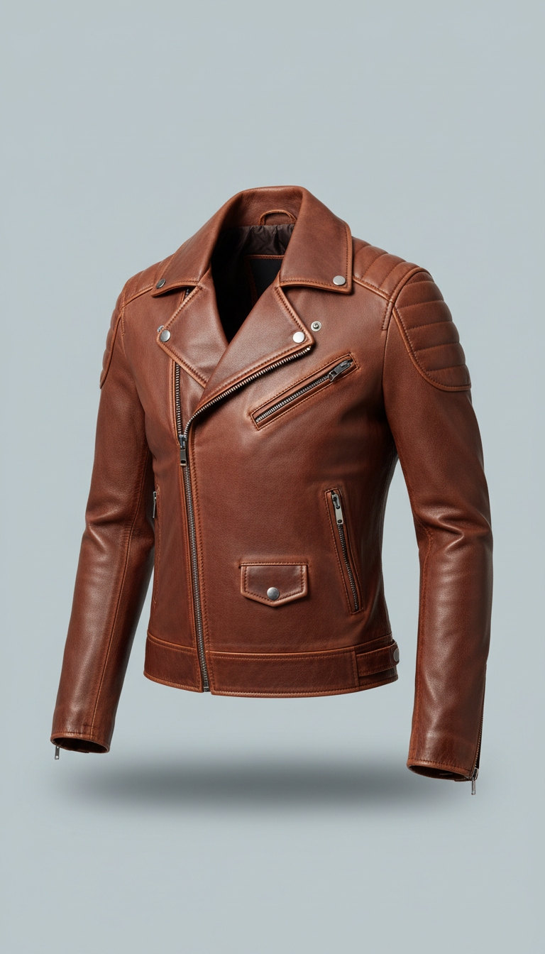 Chestnut Leather Biker Jacket